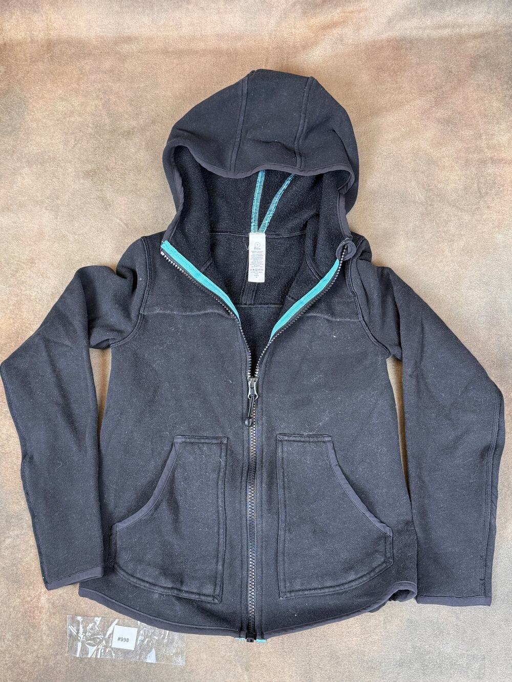 Ivivva by Lululemon Black Full Zip Hooded Fleece Jacket Girls Size 7 #998